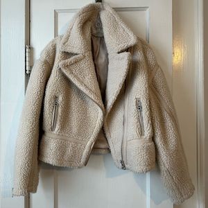 & Other Stories Cropped Shearling Moto Jacket